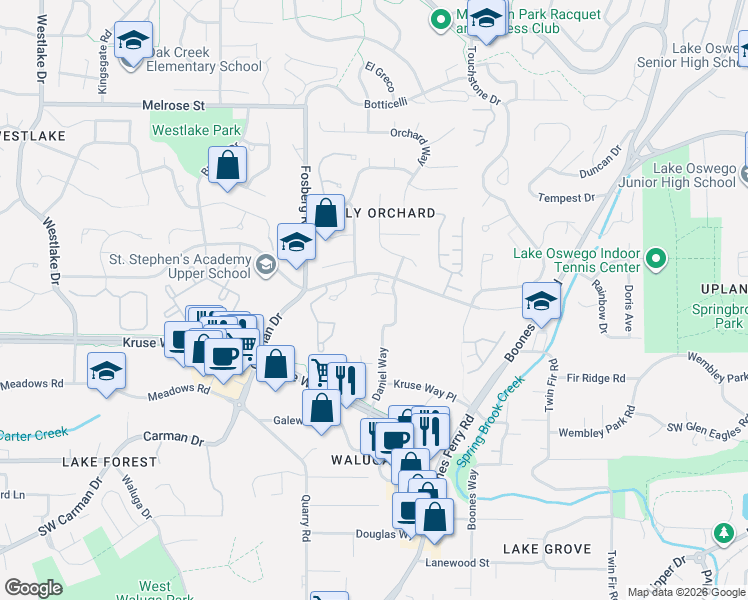 map of restaurants, bars, coffee shops, grocery stores, and more near 3990 Carman Drive in Lake Oswego