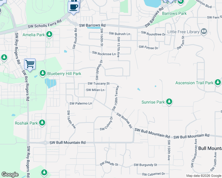 map of restaurants, bars, coffee shops, grocery stores, and more near 15838 Southwest Mason Court in Tigard