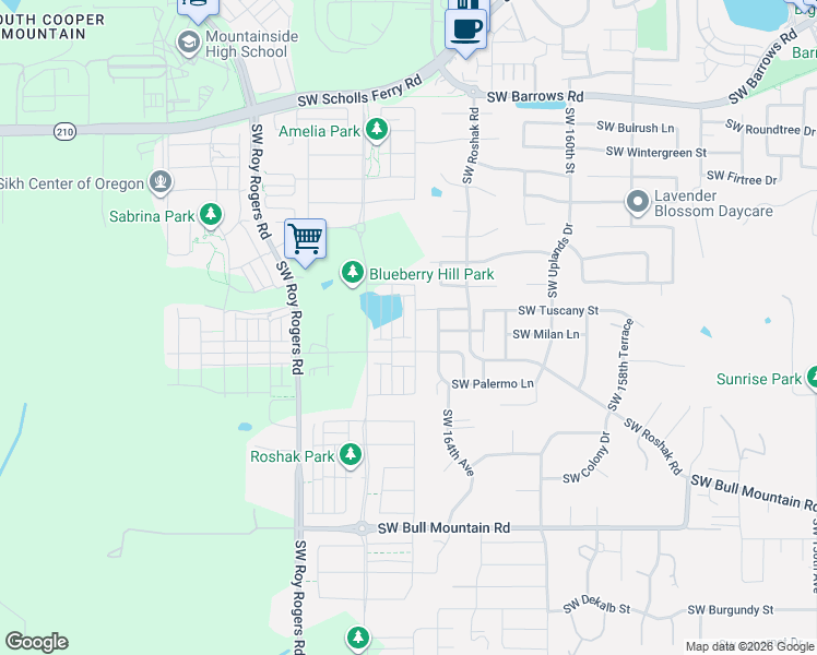 map of restaurants, bars, coffee shops, grocery stores, and more near 13805 Southwest Florentine Avenue in Tigard