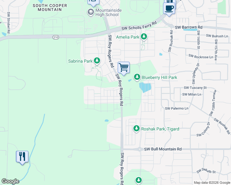 map of restaurants, bars, coffee shops, grocery stores, and more near 17109 Southwest Jean Louise Road in Sherwood