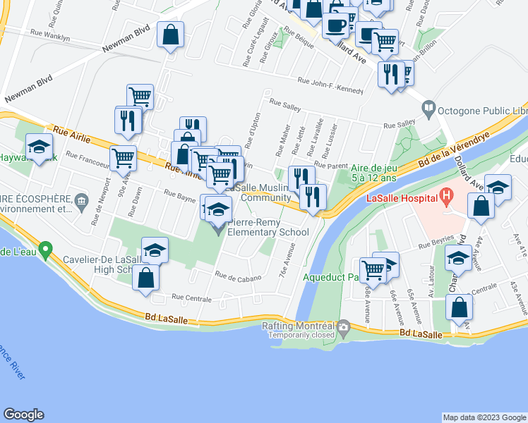 map of restaurants, bars, coffee shops, grocery stores, and more near 9053 Rue de Godbout in Montréal