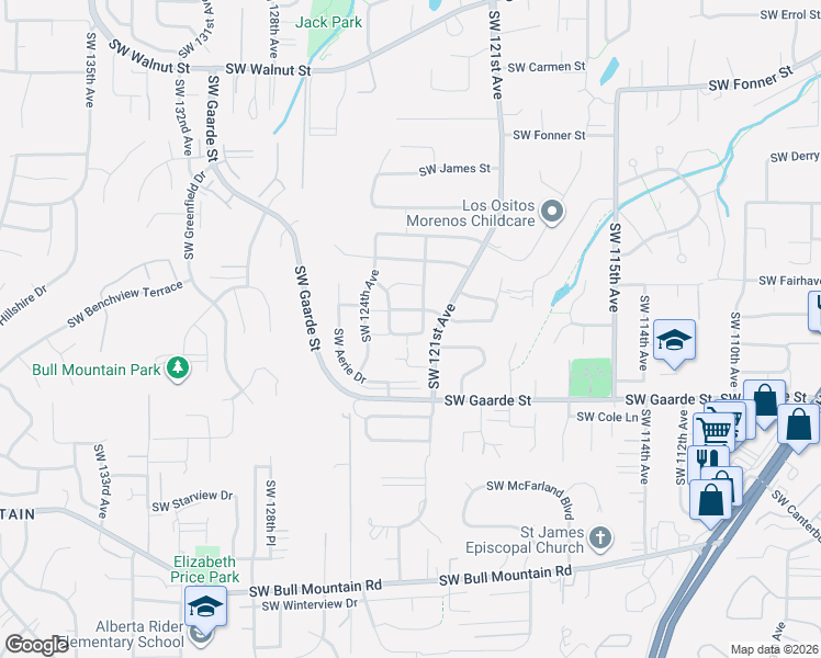 map of restaurants, bars, coffee shops, grocery stores, and more near 12259 Southwest Plantation Terrace in Tigard