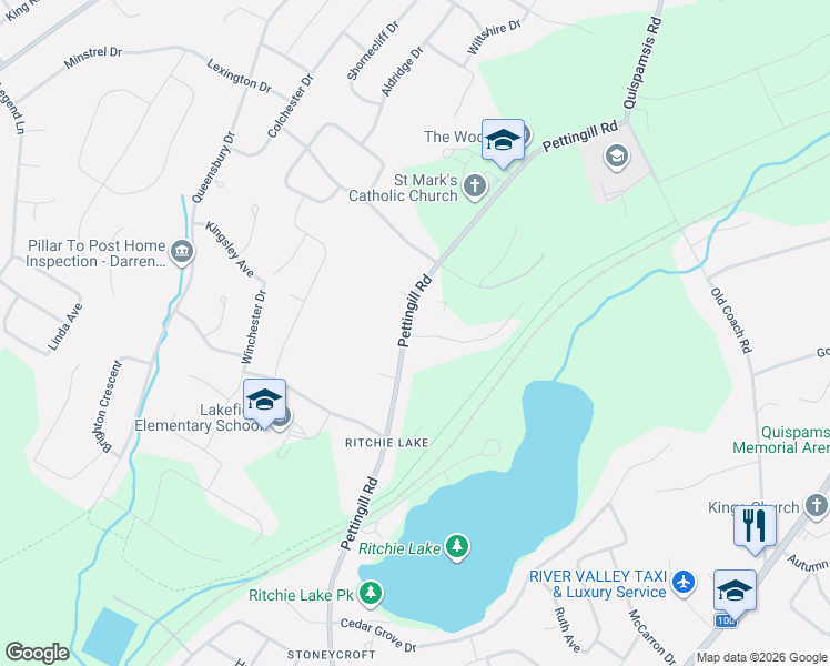 map of restaurants, bars, coffee shops, grocery stores, and more near 147 Pettingill Road in Quispamsis