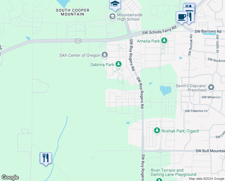 map of restaurants, bars, coffee shops, grocery stores, and more near 13632 Southwest 174th Loop in Sherwood