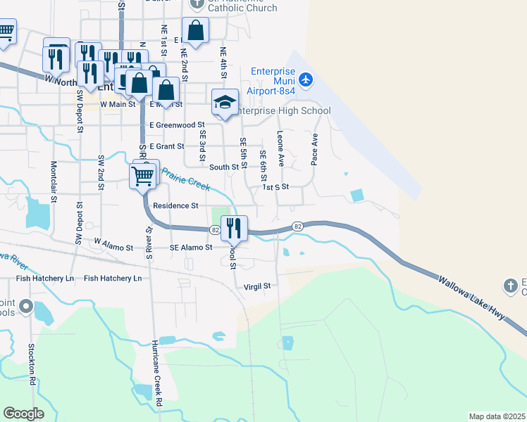 map of restaurants, bars, coffee shops, grocery stores, and more near 508 1st South Street in Enterprise