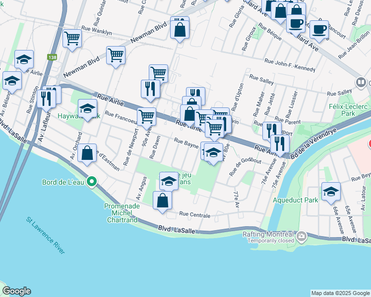 map of restaurants, bars, coffee shops, grocery stores, and more near 468 Avenue Tremblay in Montréal
