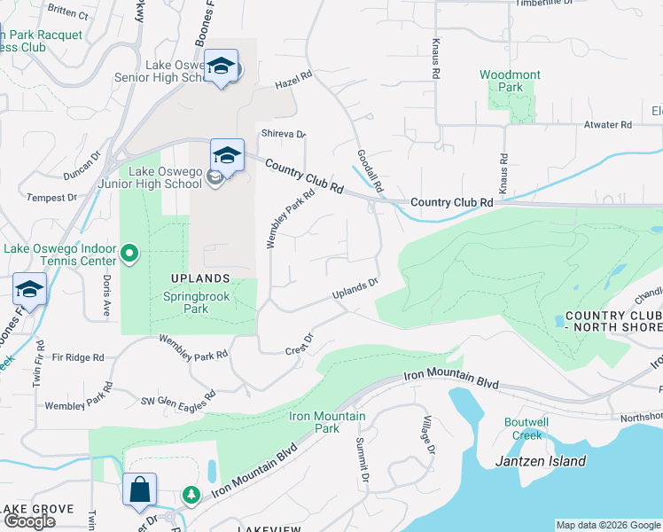 map of restaurants, bars, coffee shops, grocery stores, and more near 1960 Egan Way in Lake Oswego