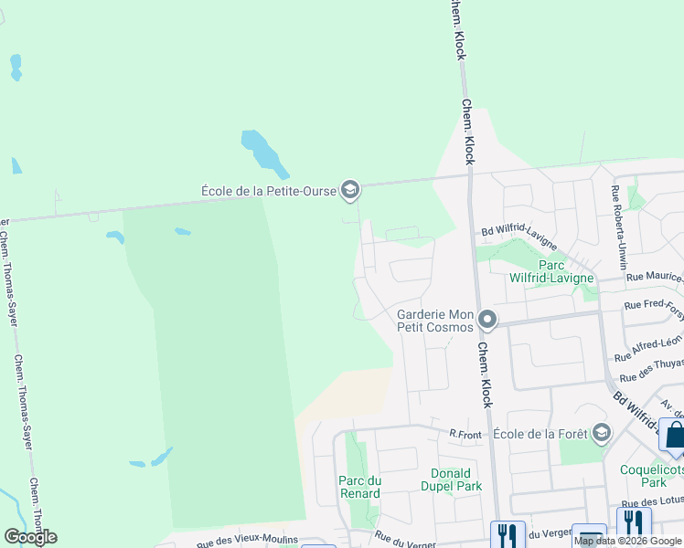 map of restaurants, bars, coffee shops, grocery stores, and more near 25 Rue de la Buse in Gatineau