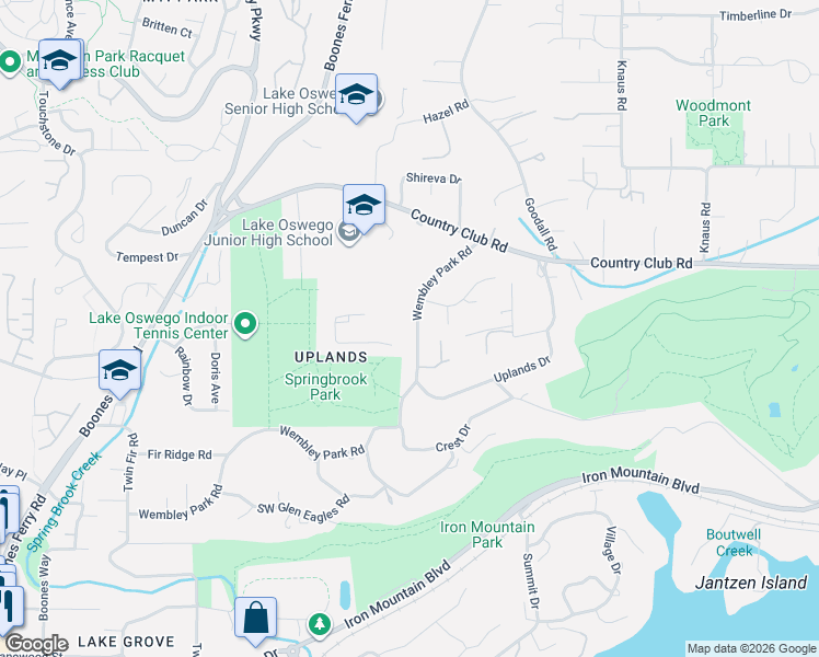 map of restaurants, bars, coffee shops, grocery stores, and more near 2104 Wembley Park Road in Lake Oswego