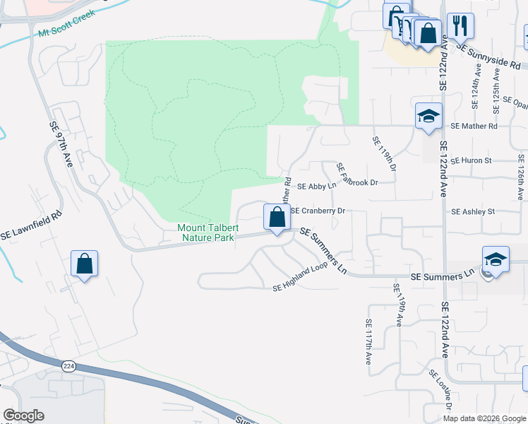 map of restaurants, bars, coffee shops, grocery stores, and more near 11167 Southeast Mystery Springs Court in Clackamas County
