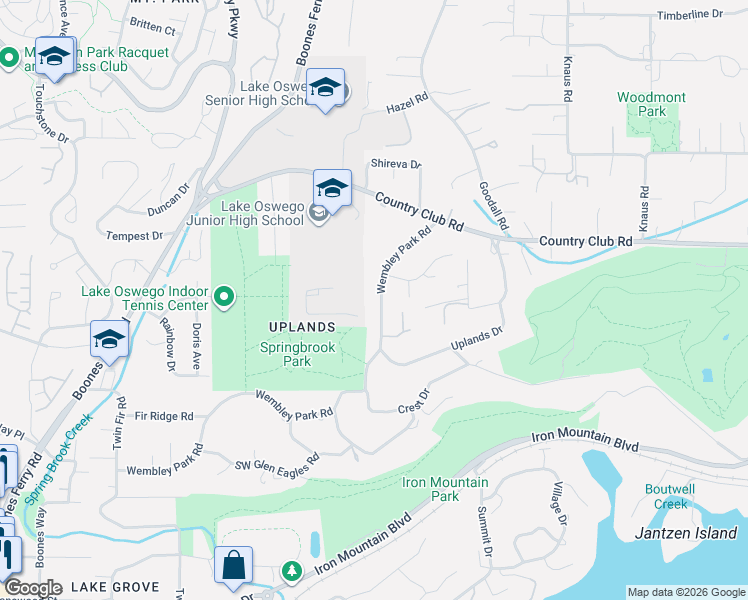 map of restaurants, bars, coffee shops, grocery stores, and more near 2109 Wembley Park Road in Lake Oswego