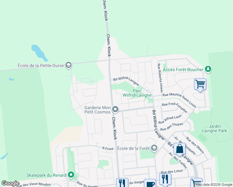 map of restaurants, bars, coffee shops, grocery stores, and more near 448 Rue Michel Parizeau in Gatineau