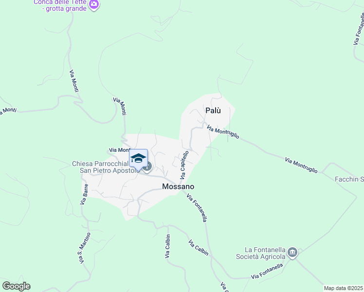 map of restaurants, bars, coffee shops, grocery stores, and more near 5 Via Capitello in Mossano