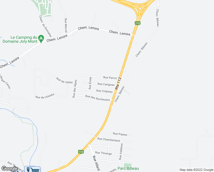 map of restaurants, bars, coffee shops, grocery stores, and more near 2830 Rue Carignan in Sherbrooke