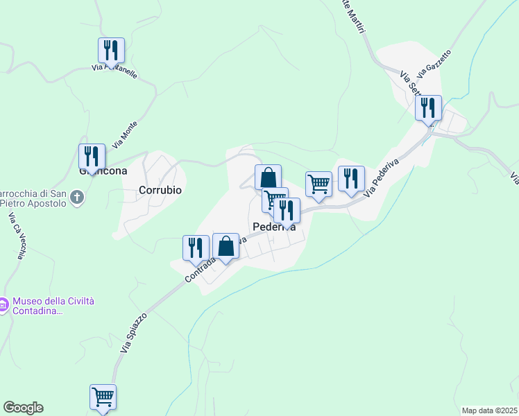 map of restaurants, bars, coffee shops, grocery stores, and more near 5E Via Ferrigolo Silvio in Grancona