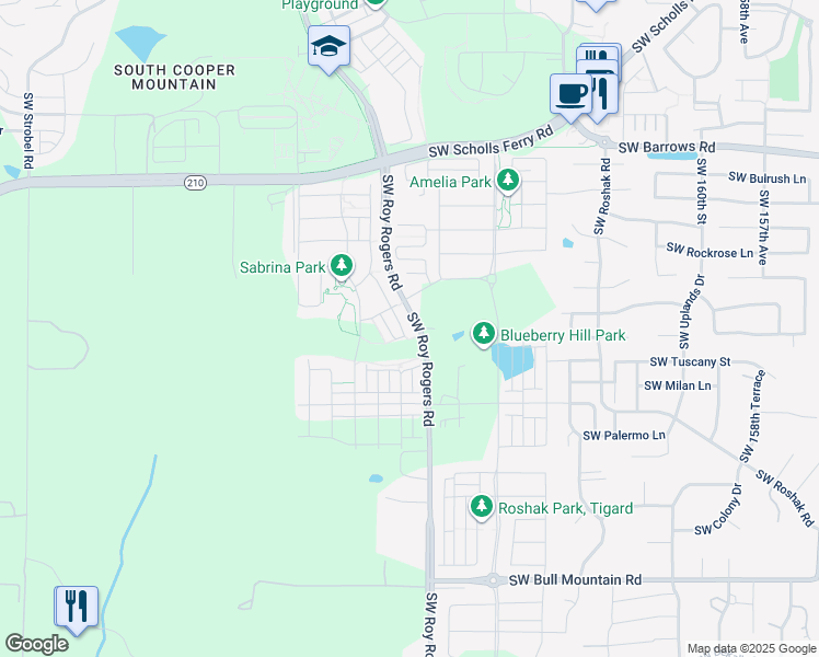 map of restaurants, bars, coffee shops, grocery stores, and more near 13580 Southwest Calabash Terrace in Sherwood