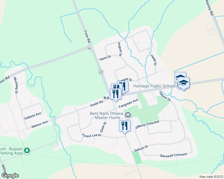map of restaurants, bars, coffee shops, grocery stores, and more near in Ottawa