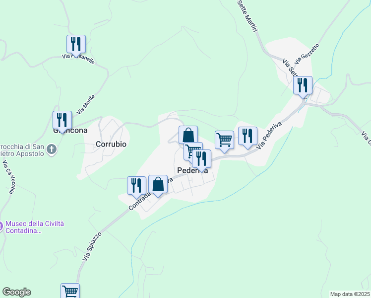 map of restaurants, bars, coffee shops, grocery stores, and more near 5E Via Ferrigolo Silvio in Grancona