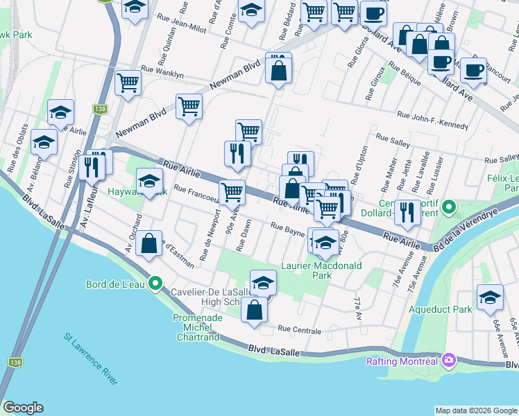 map of restaurants, bars, coffee shops, grocery stores, and more near 516 Terrasse de la Loire in Montréal