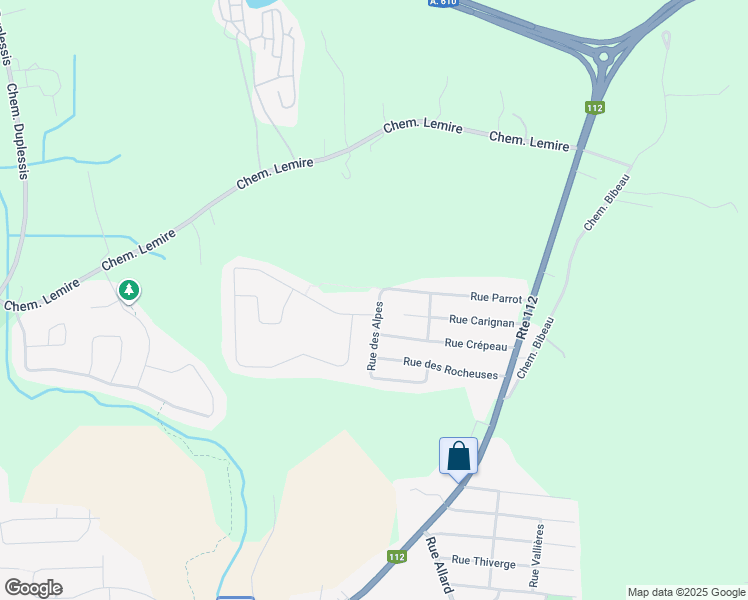 map of restaurants, bars, coffee shops, grocery stores, and more near 2650 Rue des Alpes in Sherbrooke