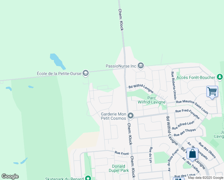 map of restaurants, bars, coffee shops, grocery stores, and more near 105 Rue de la Marmotte in Gatineau
