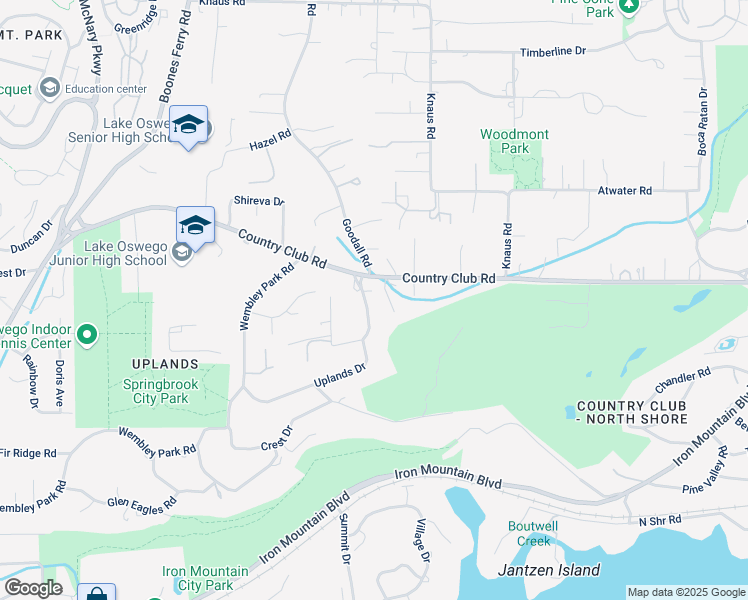 map of restaurants, bars, coffee shops, grocery stores, and more near 1604 Country Club Road in Lake Oswego