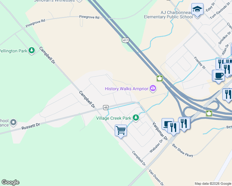 map of restaurants, bars, coffee shops, grocery stores, and more near 207 Owen Lucas Street in McNab/Braeside