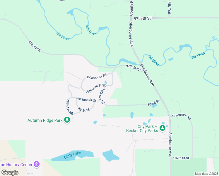 map of restaurants, bars, coffee shops, grocery stores, and more near 13442 Jefferson Street Southeast in Becker