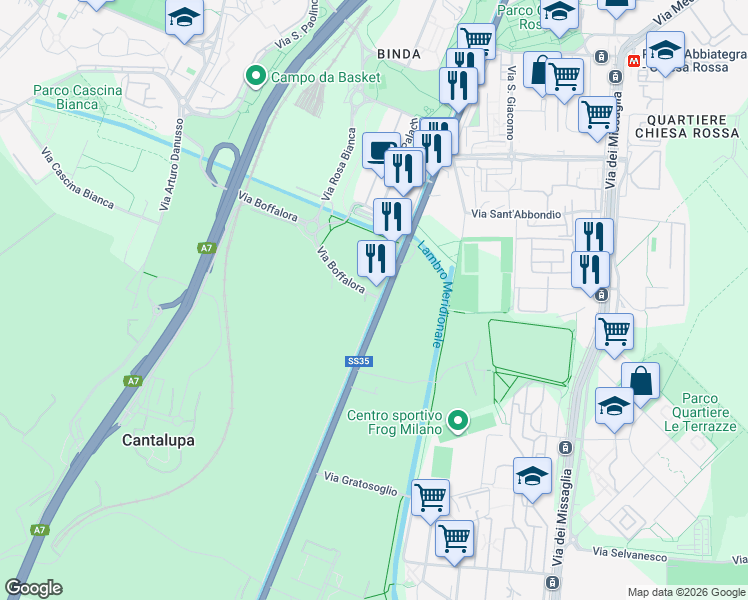 map of restaurants, bars, coffee shops, grocery stores, and more near 288 Alzaia Naviglio Pavese in Città Metropolitana di Milano
