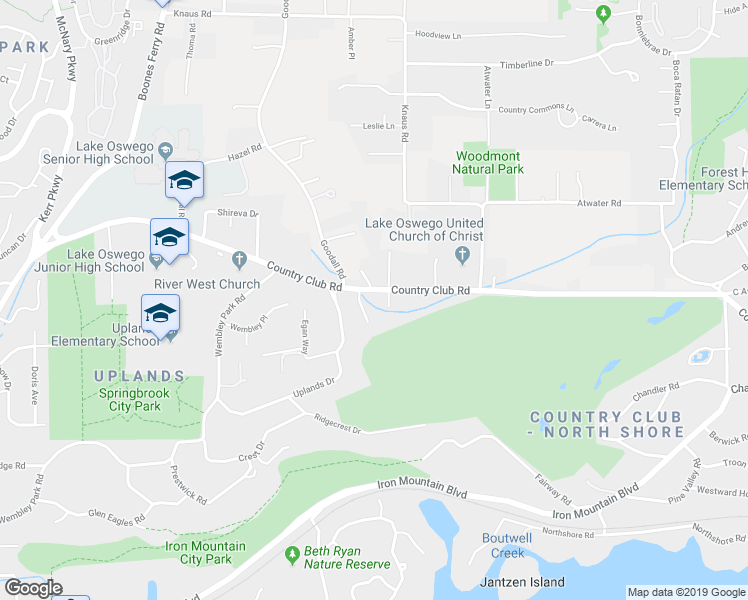 map of restaurants, bars, coffee shops, grocery stores, and more near 1604 Country Club Road in Lake Oswego