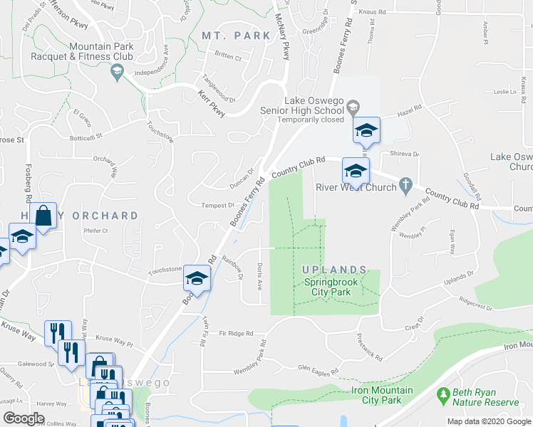 map of restaurants, bars, coffee shops, grocery stores, and more near 14333 Sherbrook Place in Lake Oswego
