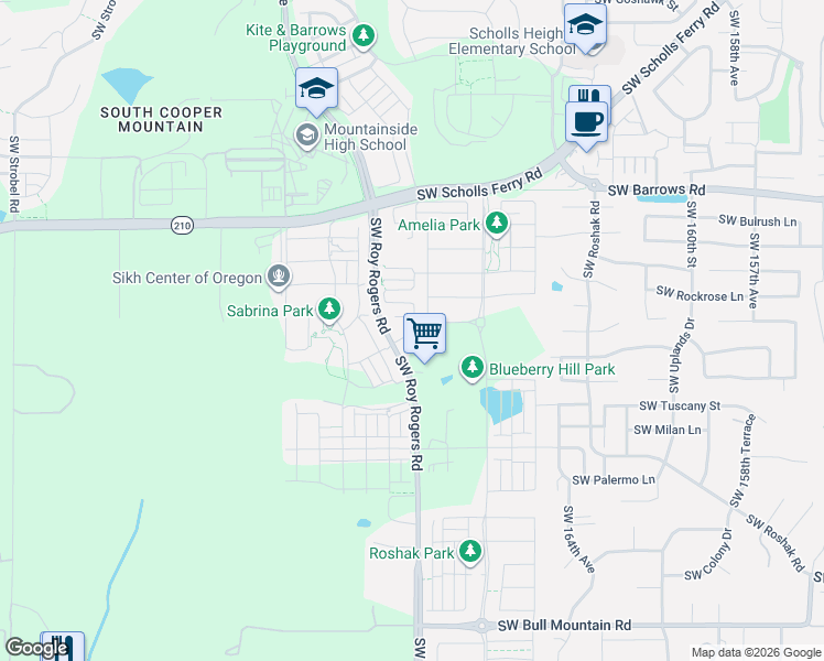 map of restaurants, bars, coffee shops, grocery stores, and more near 13367 Southwest 169th Avenue in Portland