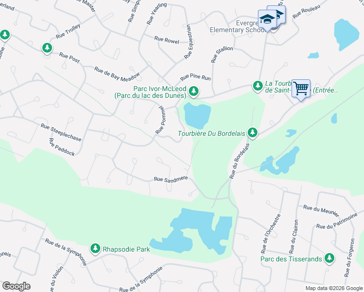 map of restaurants, bars, coffee shops, grocery stores, and more near 2539 Rue du Shetland in Saint-Lazare