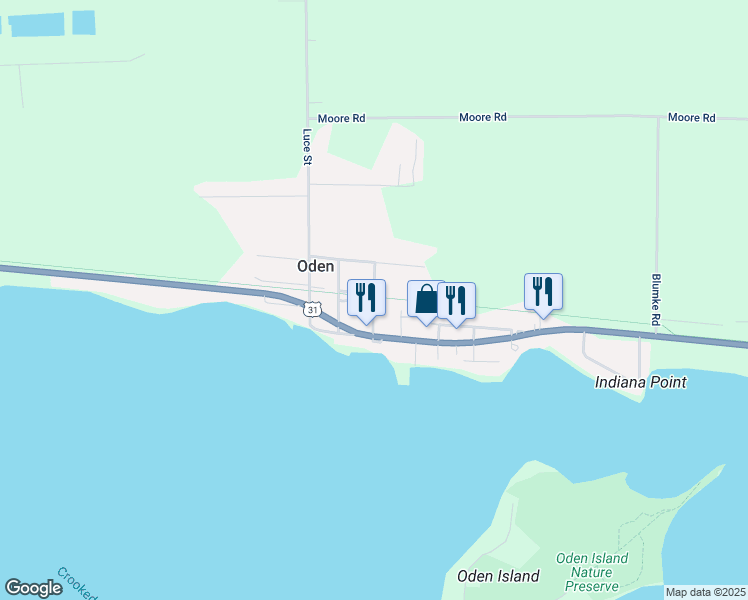 map of restaurants, bars, coffee shops, grocery stores, and more near 8809 Rose Street in Alanson