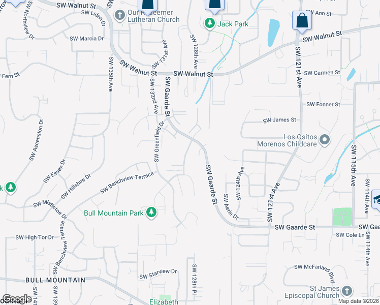 map of restaurants, bars, coffee shops, grocery stores, and more near 13350 Southwest 129th Avenue in Tigard