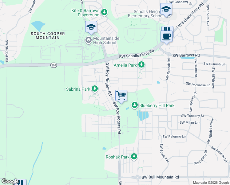 map of restaurants, bars, coffee shops, grocery stores, and more near 17051 Southwest Appledale Road in Beaverton