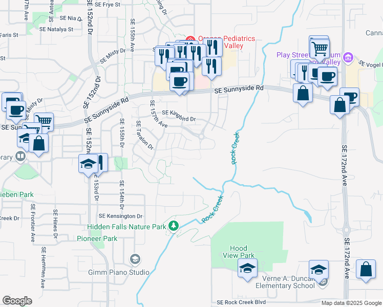 map of restaurants, bars, coffee shops, grocery stores, and more near 13952 Southeast Taralon Drive in Happy Valley