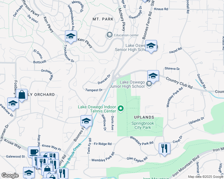 map of restaurants, bars, coffee shops, grocery stores, and more near 14300 Sherbrook Place in Lake Oswego