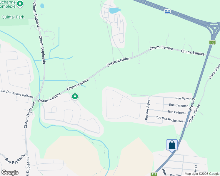 map of restaurants, bars, coffee shops, grocery stores, and more near 2567 Rue de l'Atlas in Sherbrooke