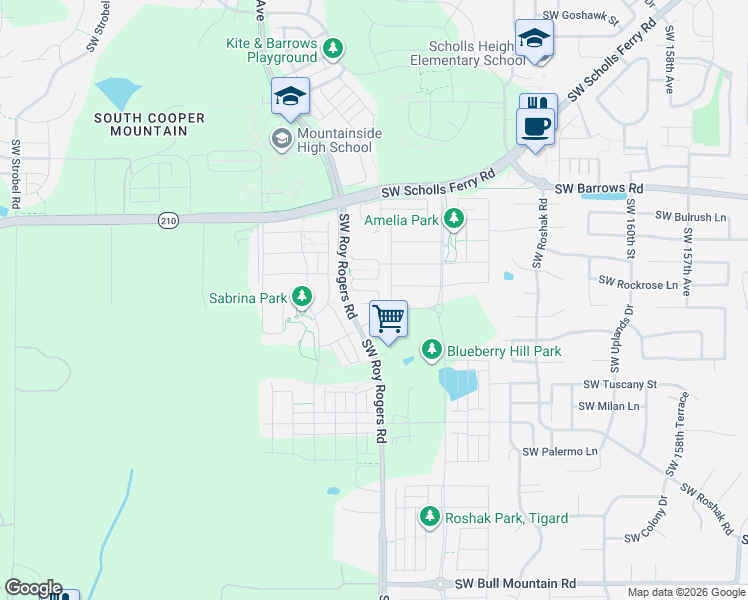 map of restaurants, bars, coffee shops, grocery stores, and more near 13367 Southwest 169th Avenue in Portland