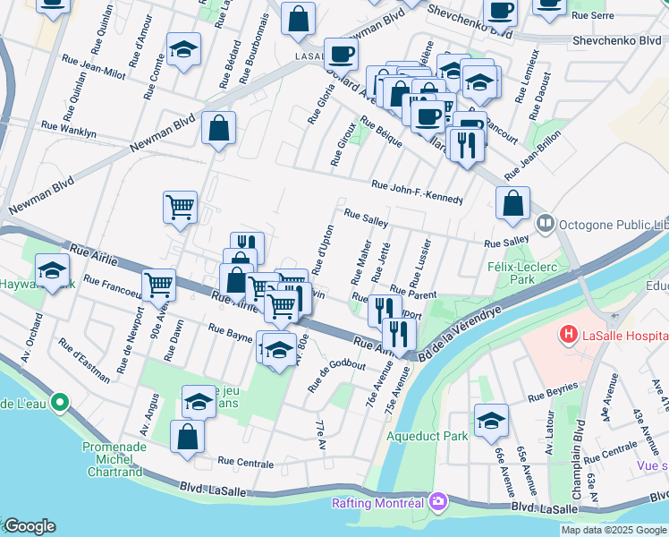 map of restaurants, bars, coffee shops, grocery stores, and more near in Montreal