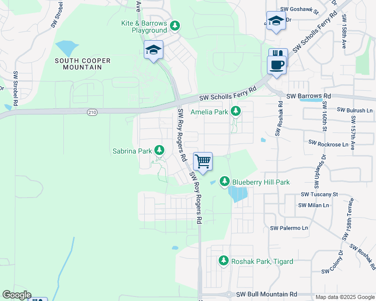 map of restaurants, bars, coffee shops, grocery stores, and more near 13410 SW Southwest Plum Court in Sherwood