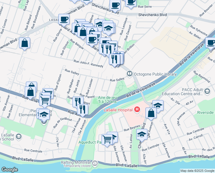 map of restaurants, bars, coffee shops, grocery stores, and more near 902 Rue Payant in Montréal