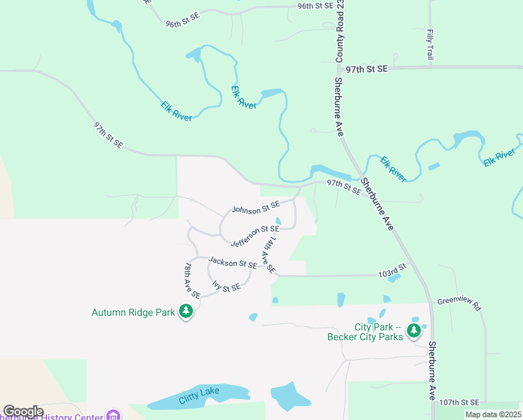 map of restaurants, bars, coffee shops, grocery stores, and more near Johnson Street Southeast in Becker