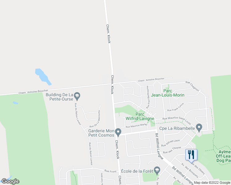 map of restaurants, bars, coffee shops, grocery stores, and more near 1100 Boulevard Wilfrid-Lavigne in Gatineau