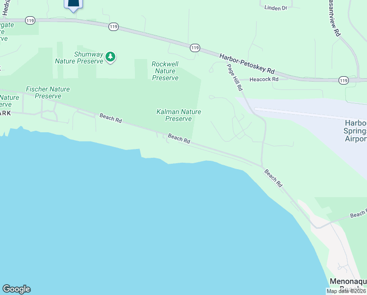 map of restaurants, bars, coffee shops, grocery stores, and more near 785 Beach Road in Harbor Springs