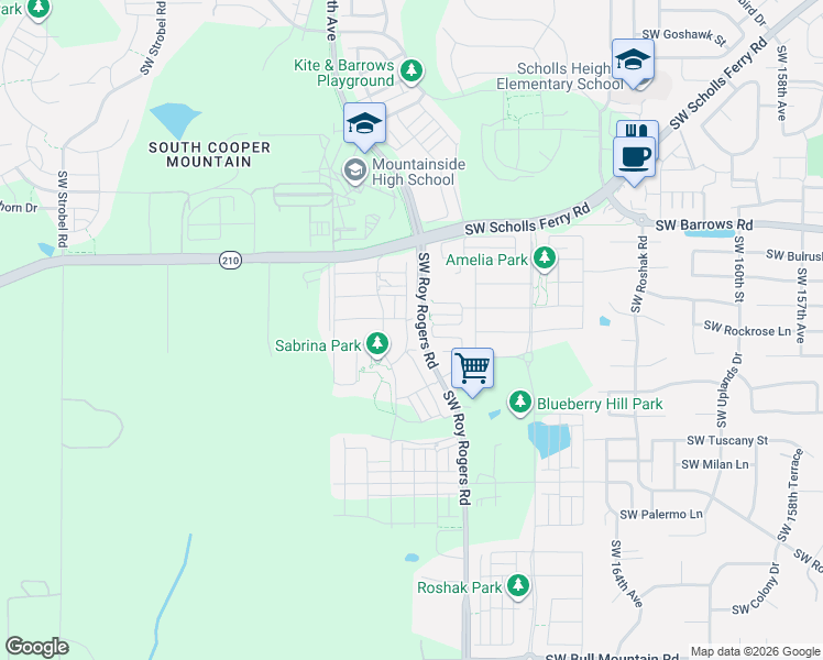 map of restaurants, bars, coffee shops, grocery stores, and more near 13254 Southwest Aubergine Terrace in Sherwood