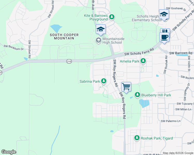 map of restaurants, bars, coffee shops, grocery stores, and more near 17458 Southwest Amelia Street in Beaverton