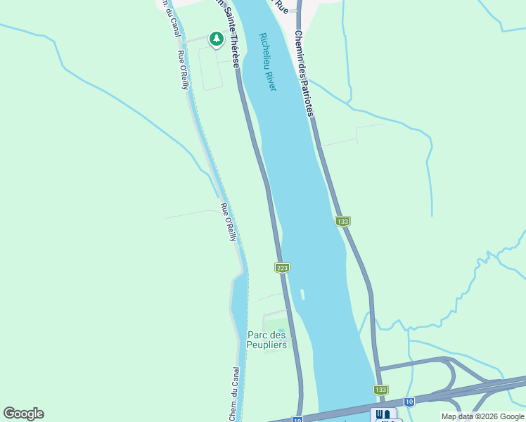 map of restaurants, bars, coffee shops, grocery stores, and more near 3270 Chemin Sainte-Thérèse in Carignan