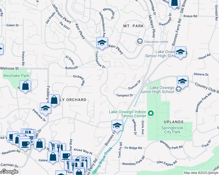 map of restaurants, bars, coffee shops, grocery stores, and more near 6 Yorick Street in Lake Oswego